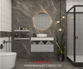 عکس روشویی کابینت دار برلین طوسی 80 سانت 